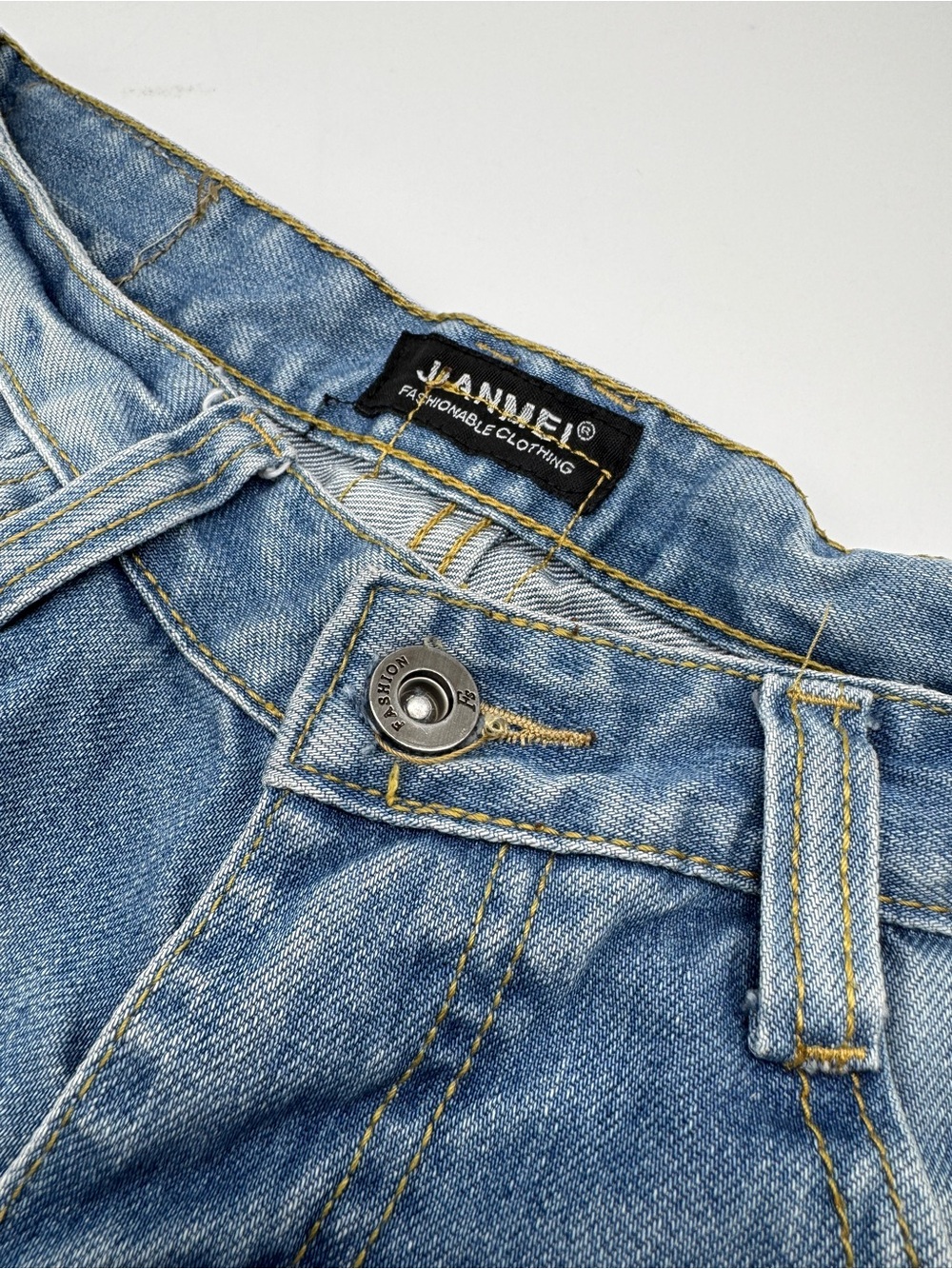 Light Washed Blue Distressed Denim Shorts - Picture 5 of 8